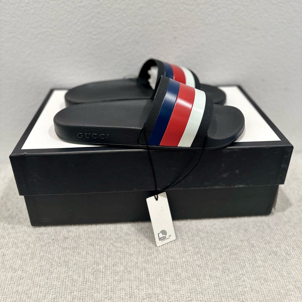 GUCCI Web Rubber Slides - Picture 5 of 12